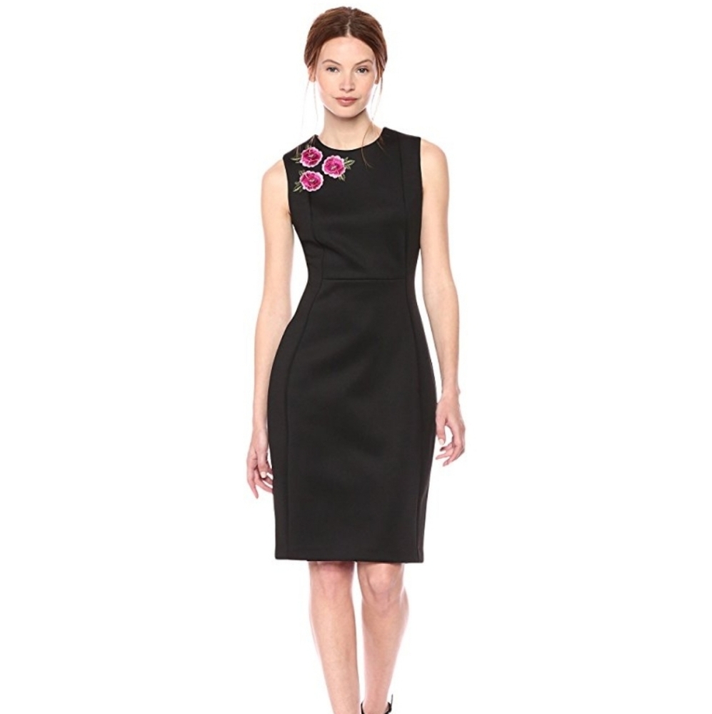Calvin Klein floral applique sheath dress